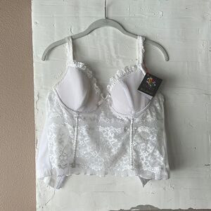 Vintage 1970’s Bustier Women’s White Lace Up Corset Lingerie Intimates 36D